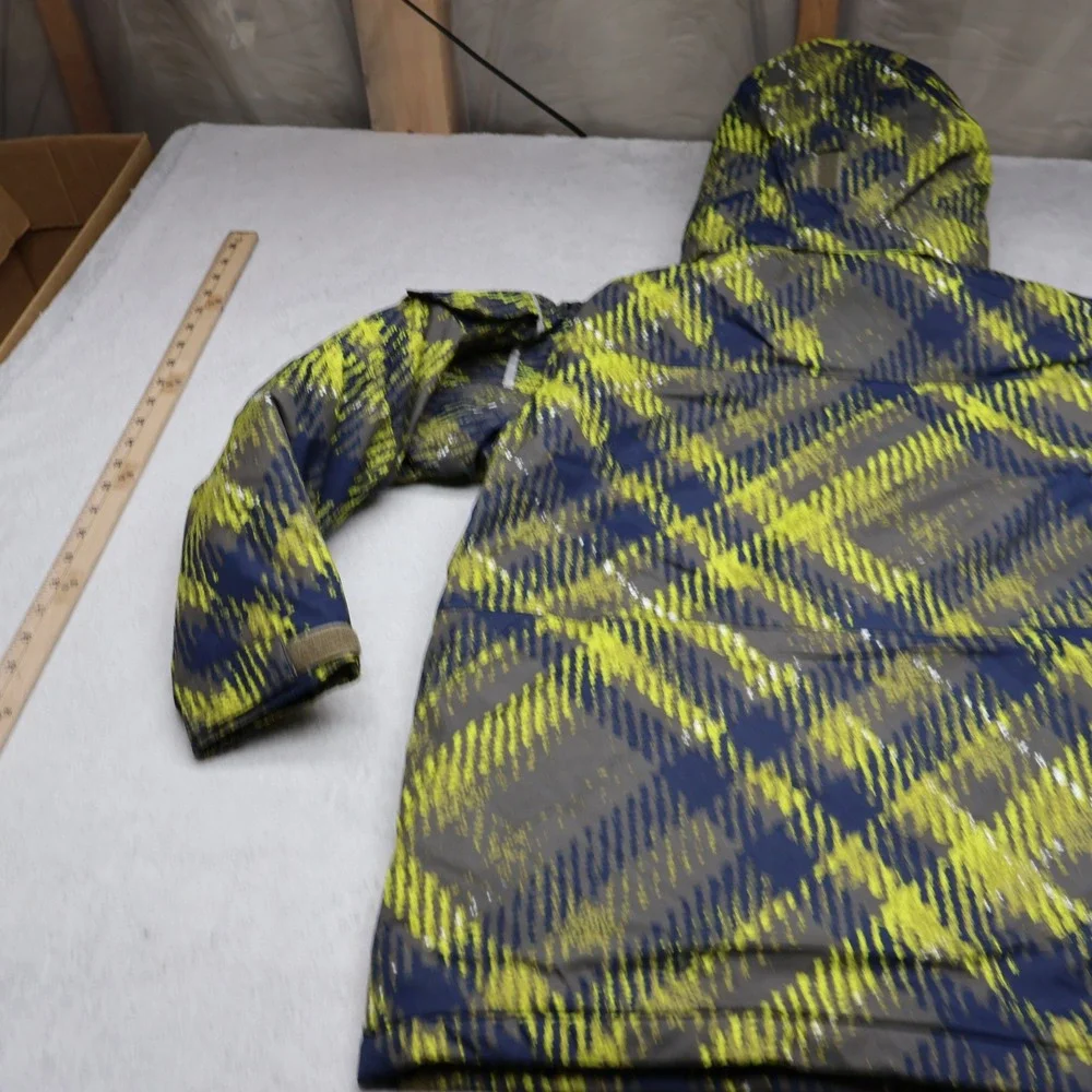 Columbia Jacket‎ Boys 14/16 Green Plaid Waterproof Insulated Hooded Ski Parka
